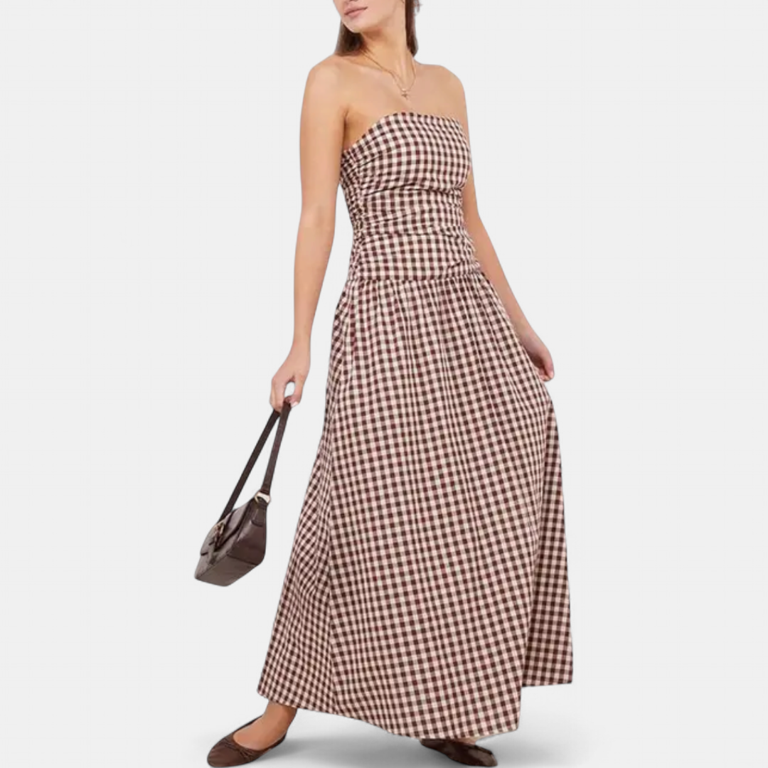 YVETTE | Elegant Strapless Pleated Maxi Dress