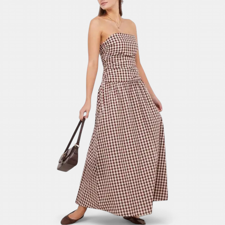 YVETTE | Elegant Strapless Pleated Maxi Dress
