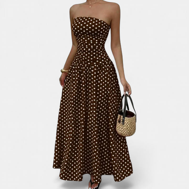 ODESSA | Ruffled Maxi Dress with Polka Dot Print