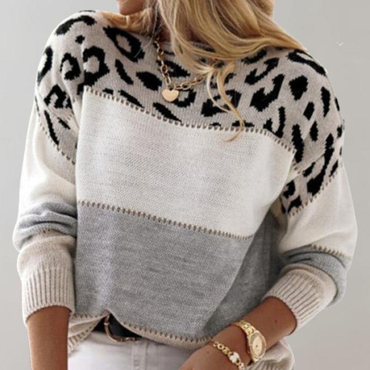 Diane | Knit Sweater with Leopard Accents