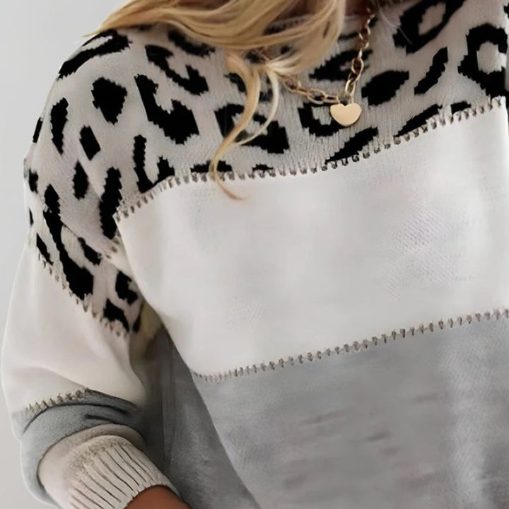 Diane | Knit Sweater with Leopard Accents