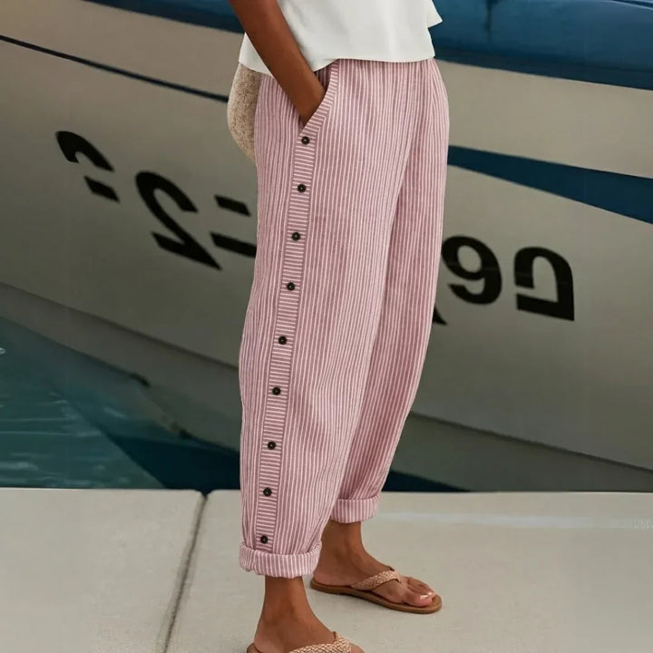 Caitlin | Striped Button-Up Trousers