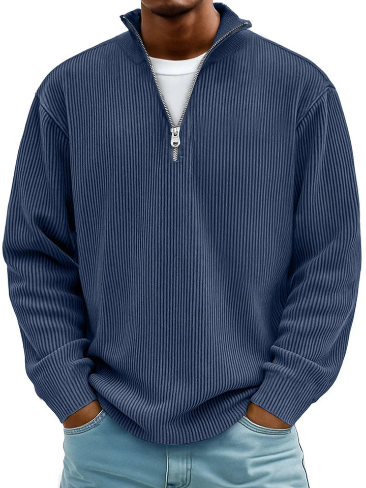Jason | Women's Half Zip Ribbed Sweater with Smooth Texture