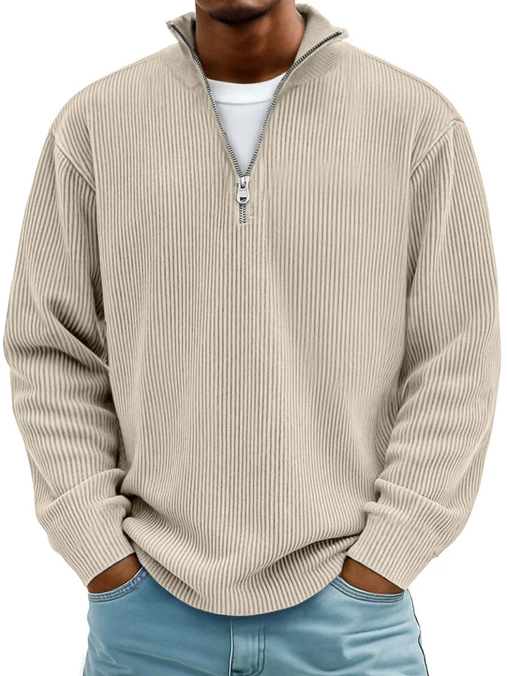 Jason | Women's Half Zip Ribbed Sweater with Smooth Texture