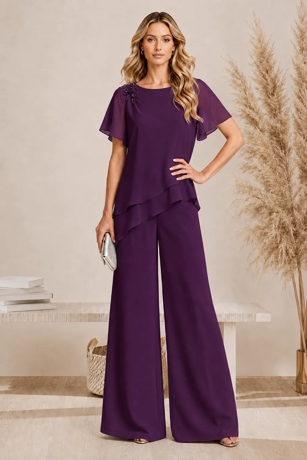 Annelies | Elegant Layered Pant Set with Wide Legs