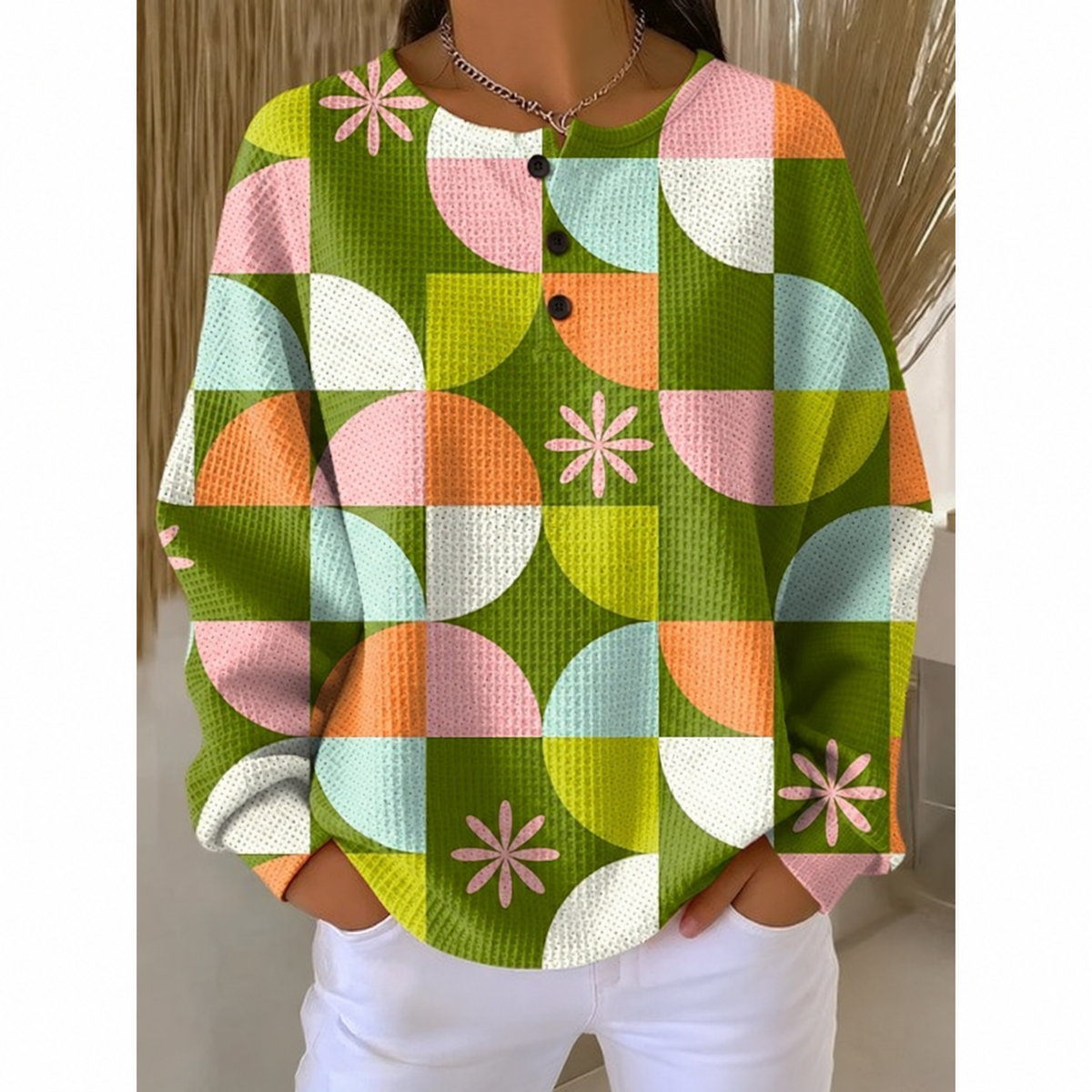 Megan | Retro Geometric Sweater