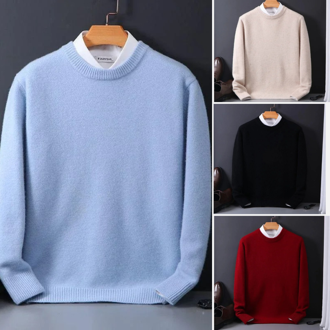 Noah | Men's Cashmere Crew Neck Sweater with Elegant Detailing