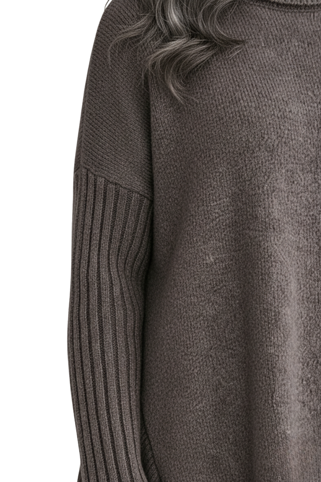 Damaris | Women's Asymmetrical Turtleneck Sweater with Draped Hem