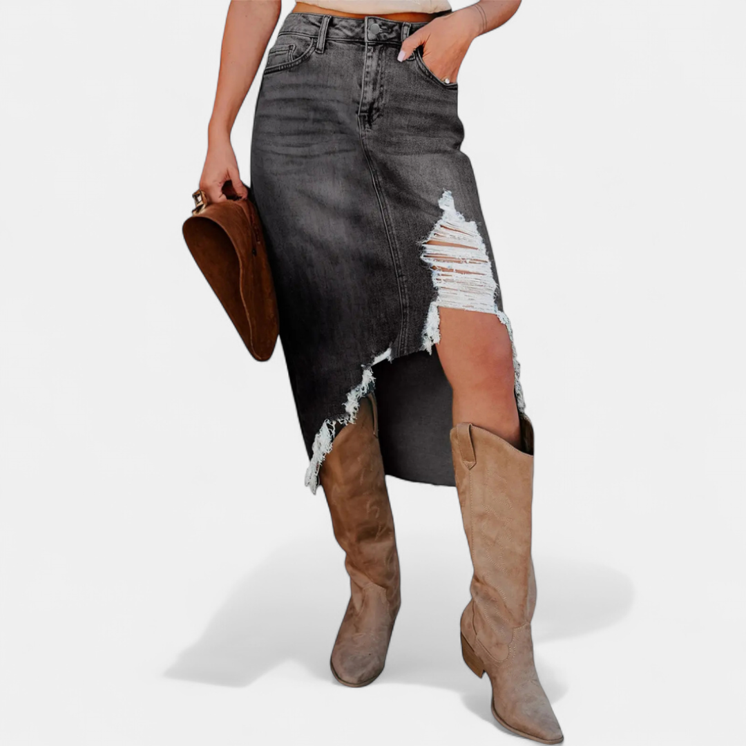 CHLOE | HIGH-WAIST DENIM MAXI SKIRT