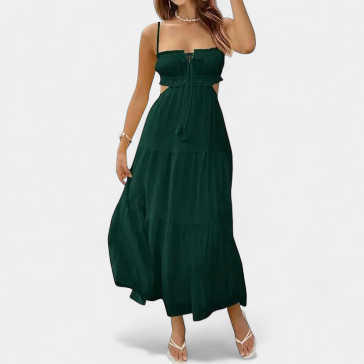 XIOMARA | Alluring Backless Maxi Dress with Spaghetti Straps