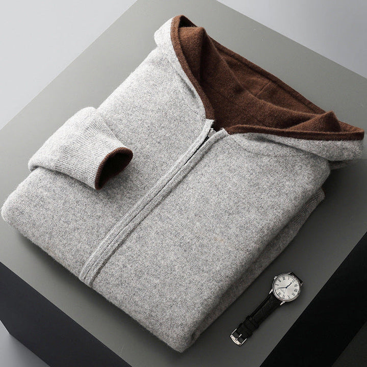 Nolan | Men's Reversible Cashmere Hoodie with Dual-Tone Design