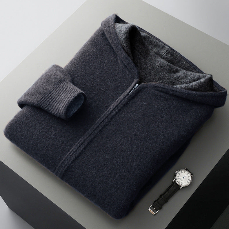 Nolan | Men's Reversible Cashmere Hoodie with Dual-Tone Design