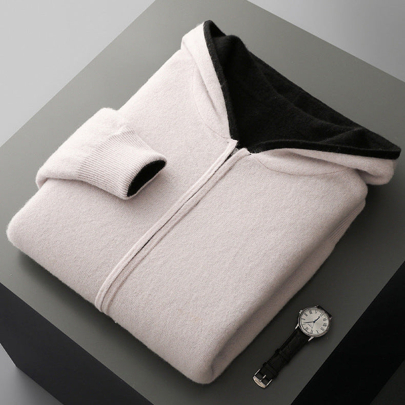 Nolan | Men's Reversible Cashmere Hoodie with Dual-Tone Design