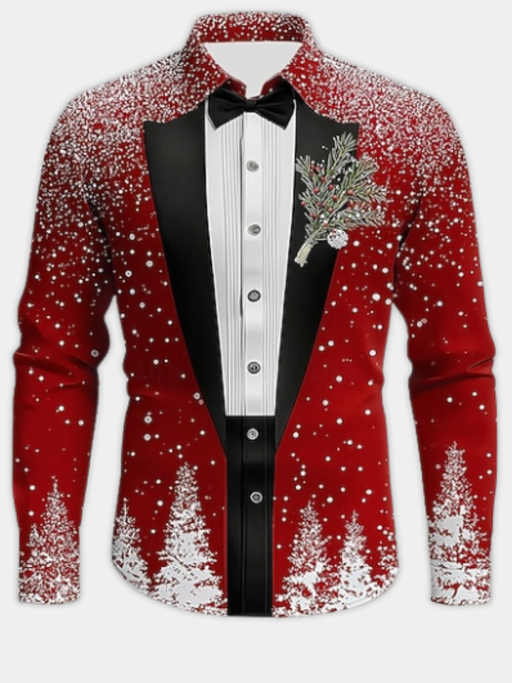 FESTIVE TUXEDO SHIRT WITH LONG SLEEVES