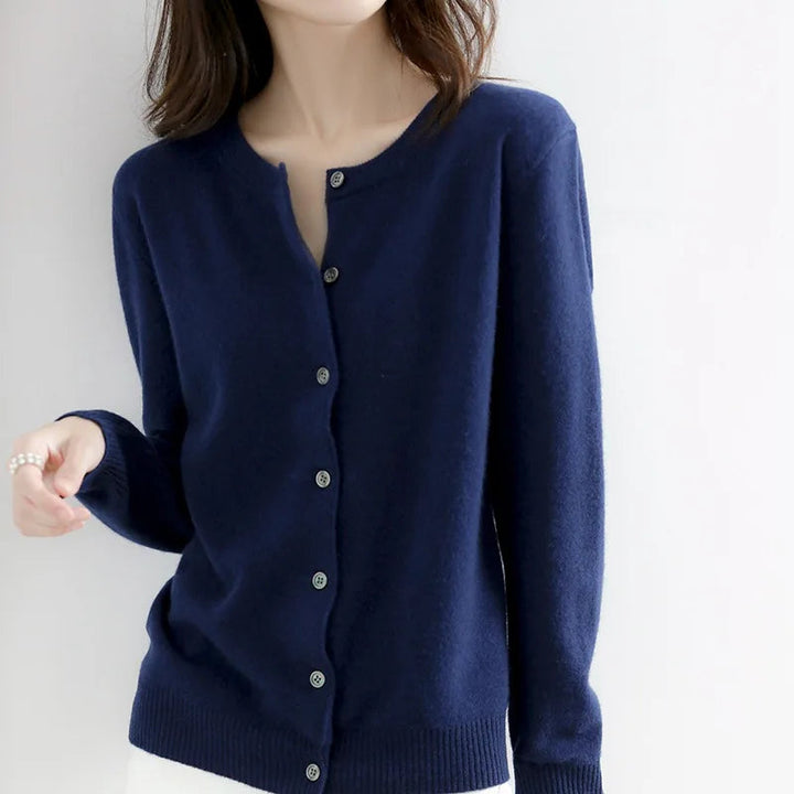 Oriel | Women's Soft Button Cardigan with Ribbed Edges