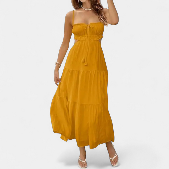 XIOMARA | Alluring Backless Maxi Dress with Spaghetti Straps