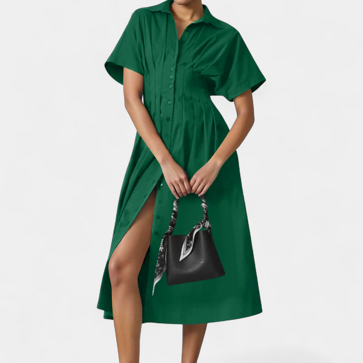 MARLO | Pleated Waist-Defining Shirt Dress
