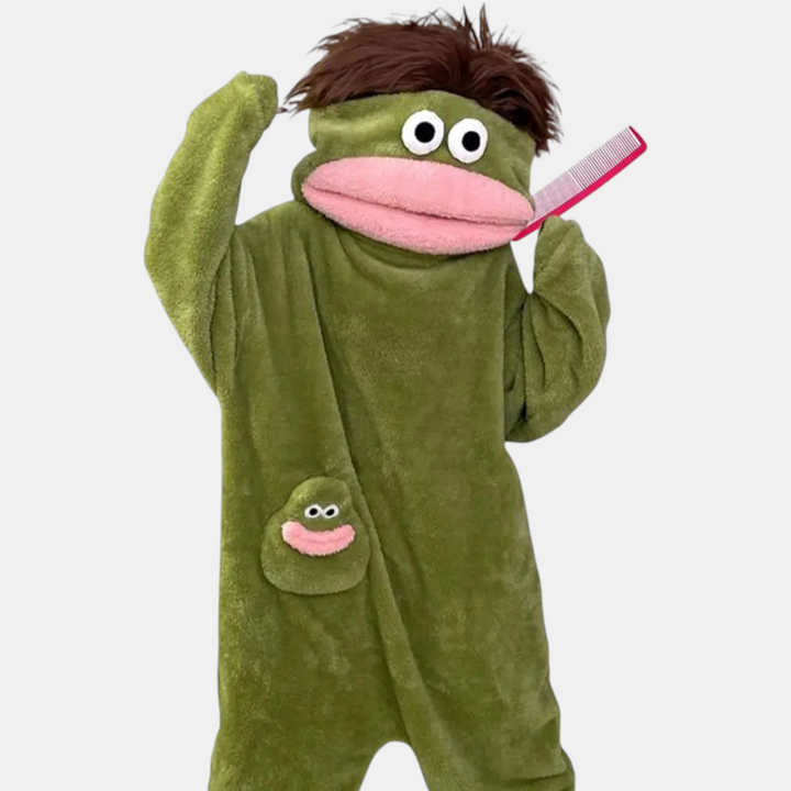 Women's Fleece Onesie Pajamas with Cartoon Monster Hood