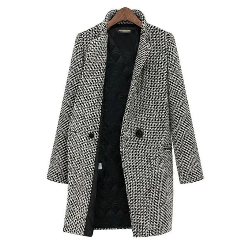 Riley | Women's V-Neck Single Button Wool Blend Blazer Coat