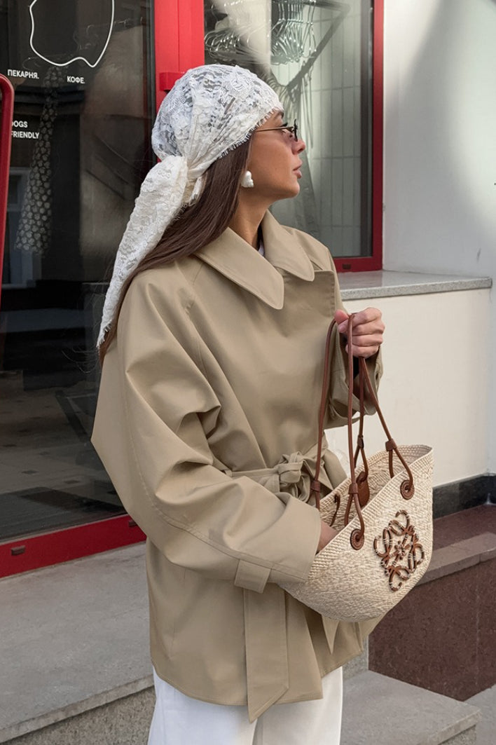 Nerissa | Women's Belted Wrap Trench Coat with Pointed Collar