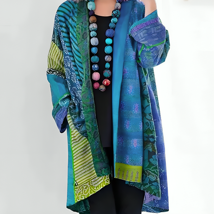 Kathleen | Women's Patchwork Kimono Jacket with Elegant Flowing Sleeves