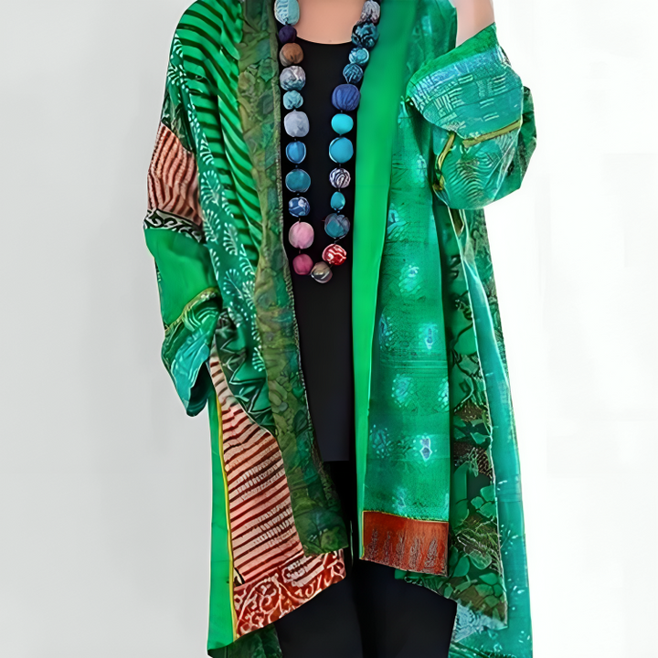 Kathleen | Women's Patchwork Kimono Jacket with Elegant Flowing Sleeves