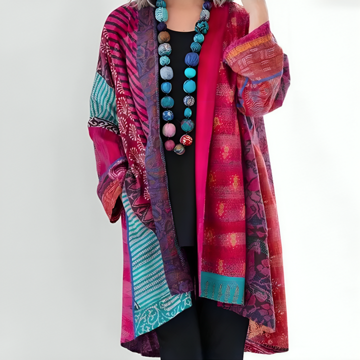 Kathleen | Women's Patchwork Kimono Jacket with Elegant Flowing Sleeves