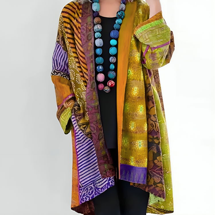 Kathleen | Women's Patchwork Kimono Jacket with Elegant Flowing Sleeves