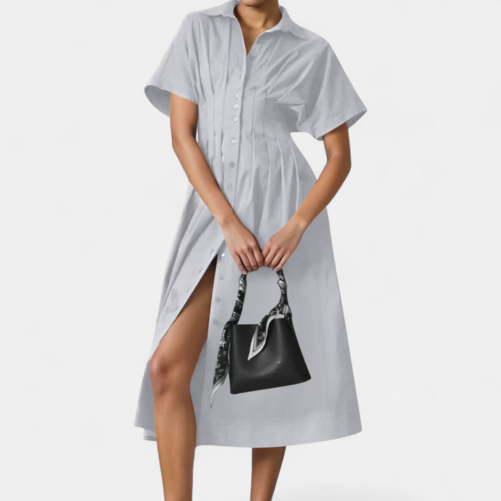 MARLO | Pleated Waist-Defining Shirt Dress