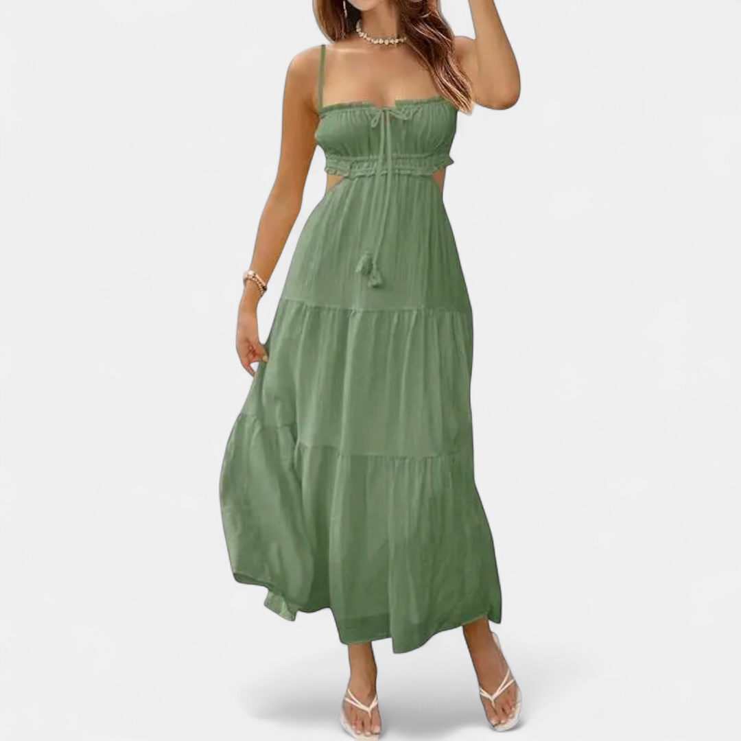 XIOMARA | Alluring Backless Maxi Dress with Spaghetti Straps