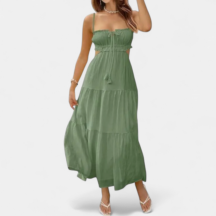 XIOMARA | Alluring Backless Maxi Dress with Spaghetti Straps
