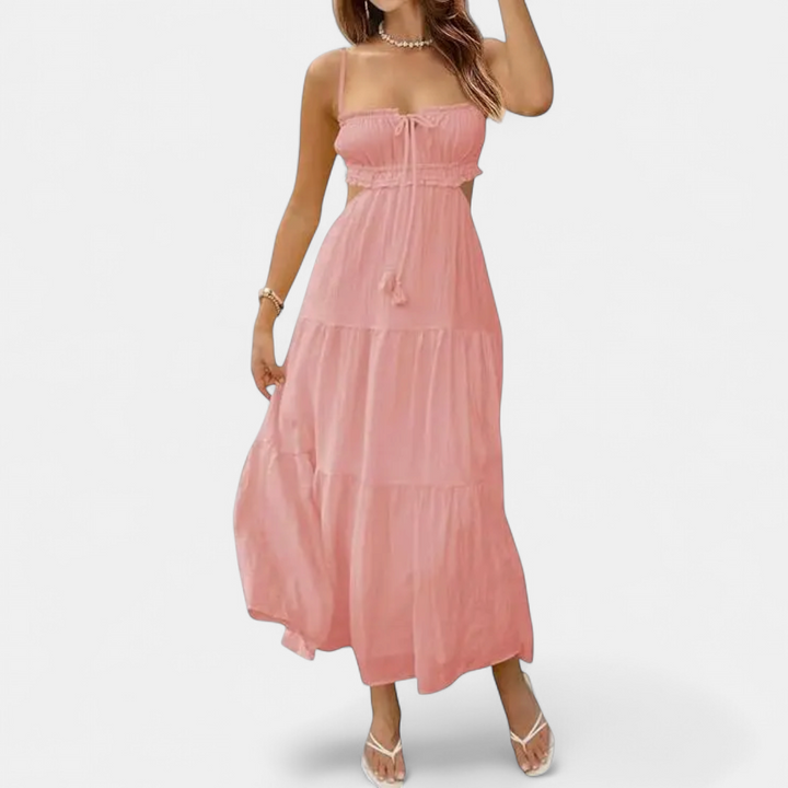 XIOMARA | Alluring Backless Maxi Dress with Spaghetti Straps