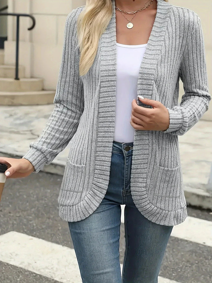 Cosima | Women's Ribbed Longline Cardigan with Open Front Drape