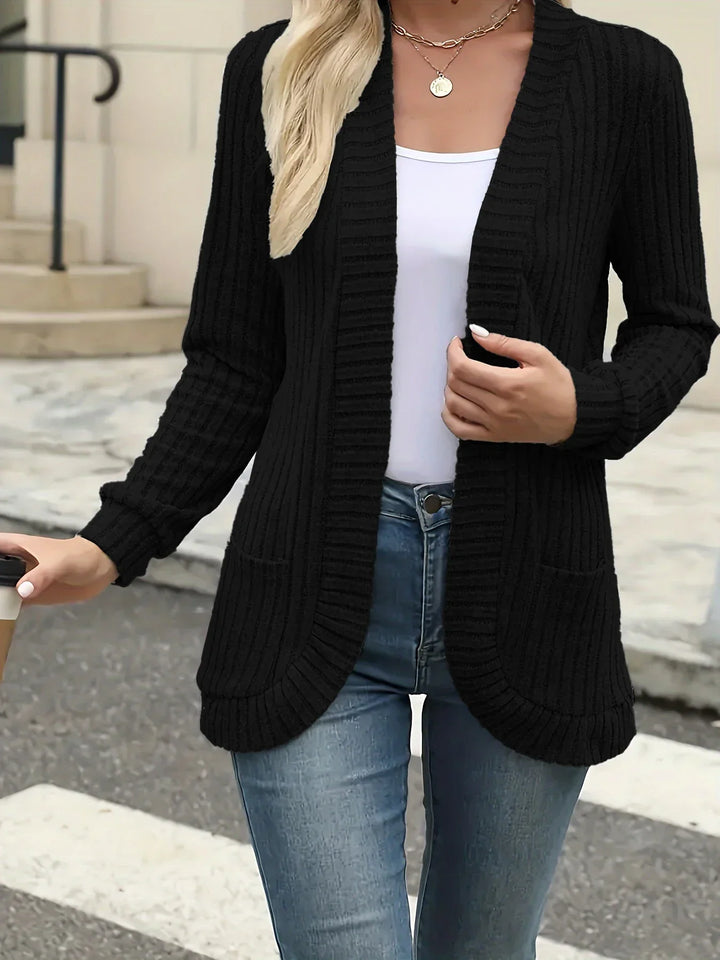 Cosima | Women's Ribbed Longline Cardigan with Open Front Drape