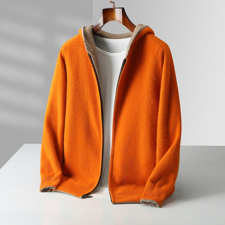 Nolan | Men's Reversible Cashmere Hoodie with Dual-Tone Design