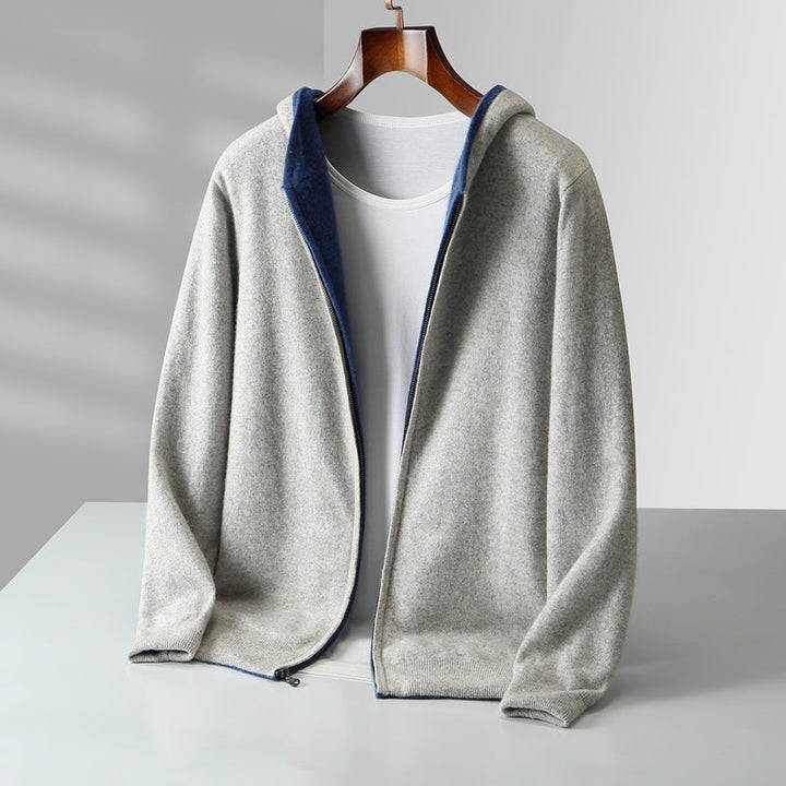 Nolan | Men's Reversible Cashmere Hoodie with Dual-Tone Design