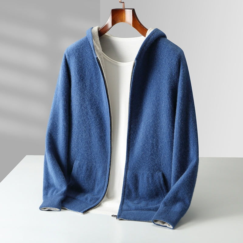 Nolan | Men's Reversible Cashmere Hoodie with Dual-Tone Design
