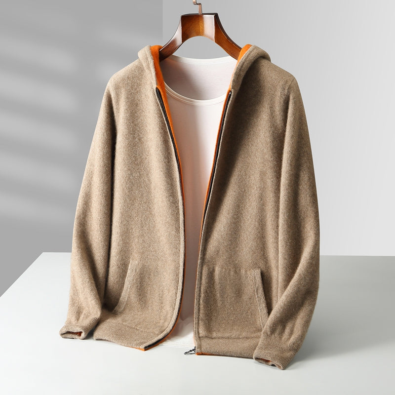 Nolan | Men's Reversible Cashmere Hoodie with Dual-Tone Design