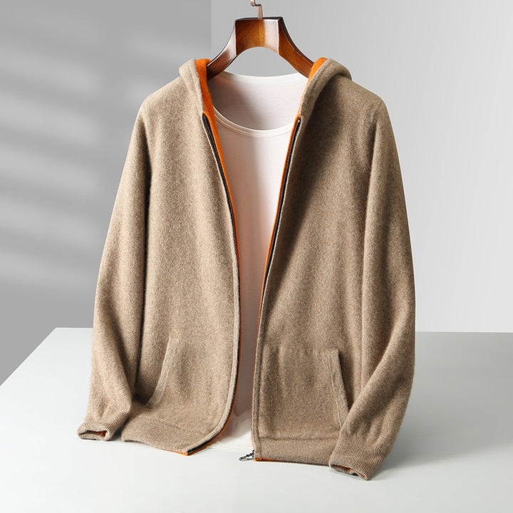 Nolan | Men's Reversible Cashmere Hoodie with Dual-Tone Design