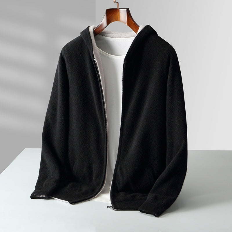 Nolan | Men's Reversible Cashmere Hoodie with Dual-Tone Design