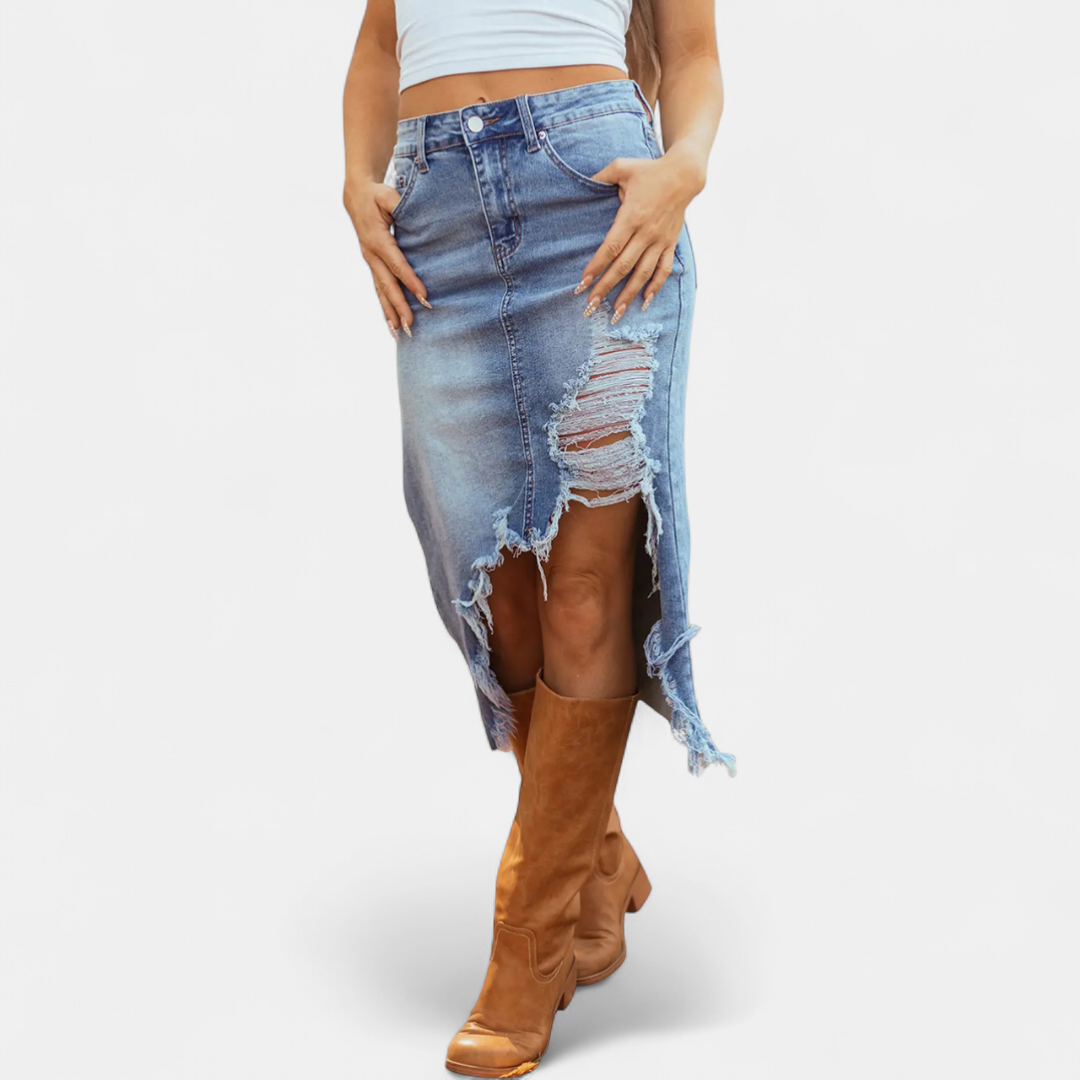 CHLOE | HIGH-WAIST DENIM MAXI SKIRT