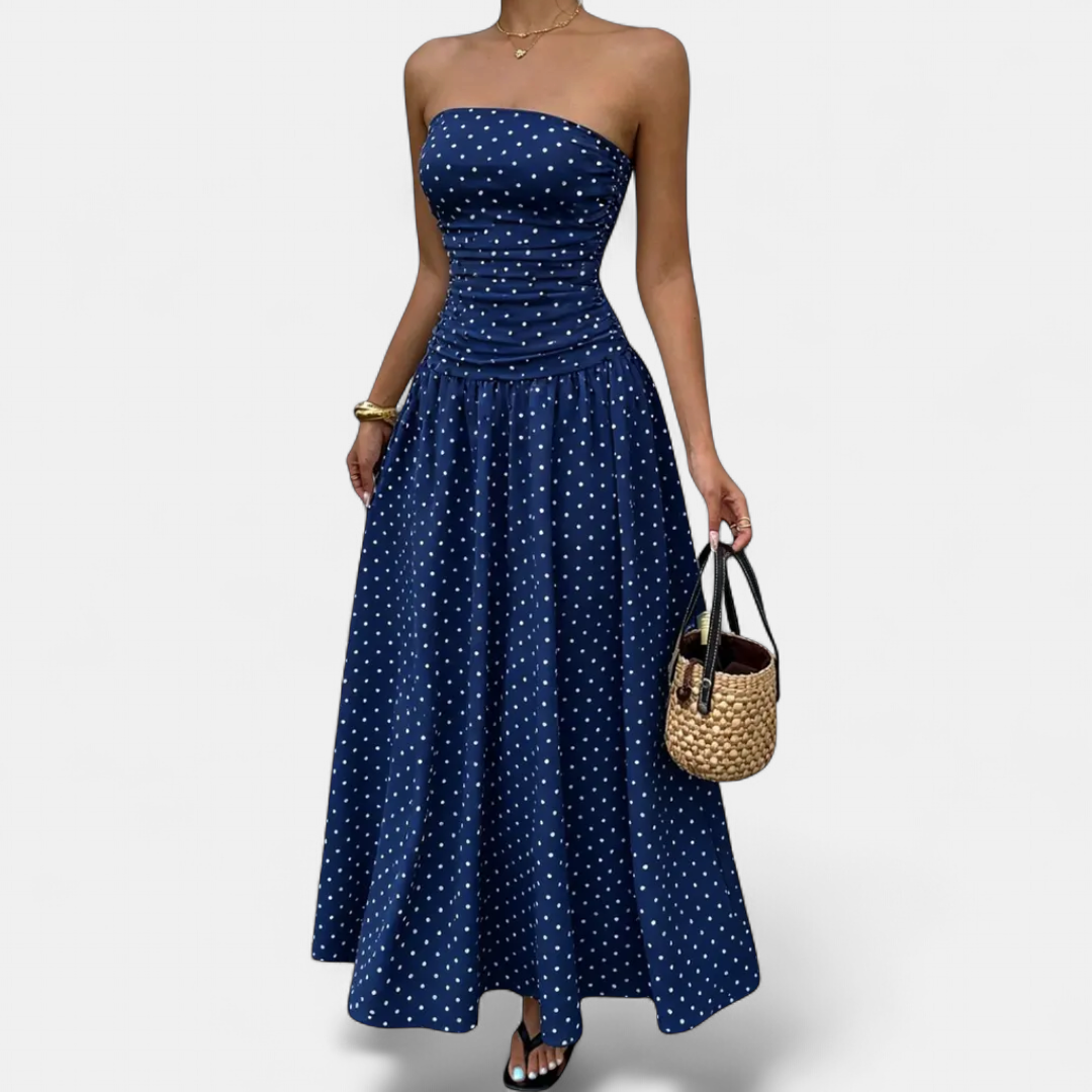 ODESSA | Ruffled Maxi Dress with Polka Dot Print