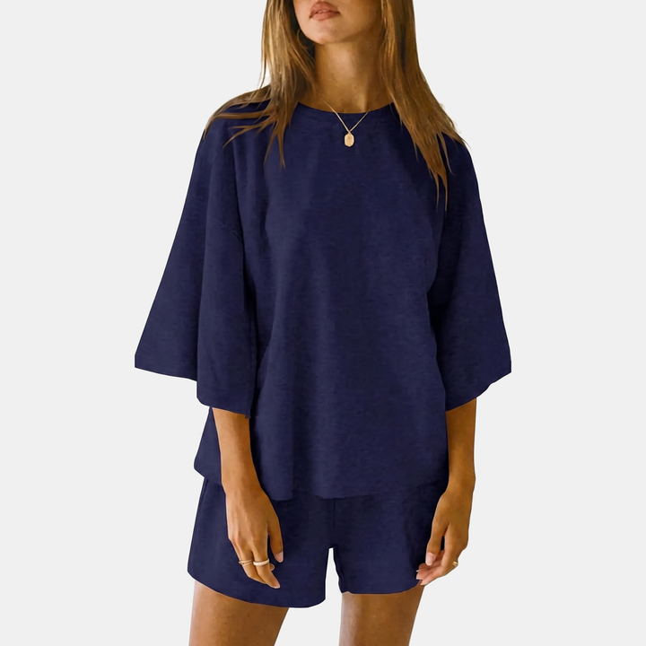 Women's Three-Quarter Sleeve Top and Shorts Lounge Set