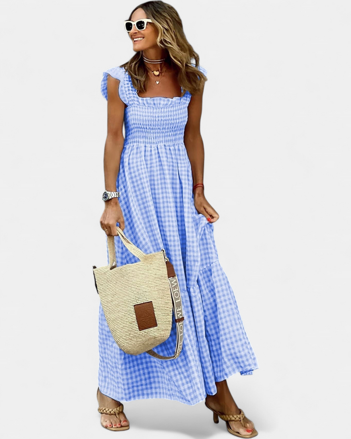 NANCY | Stylish Vintage-Inspired Plaid Smocked Dress