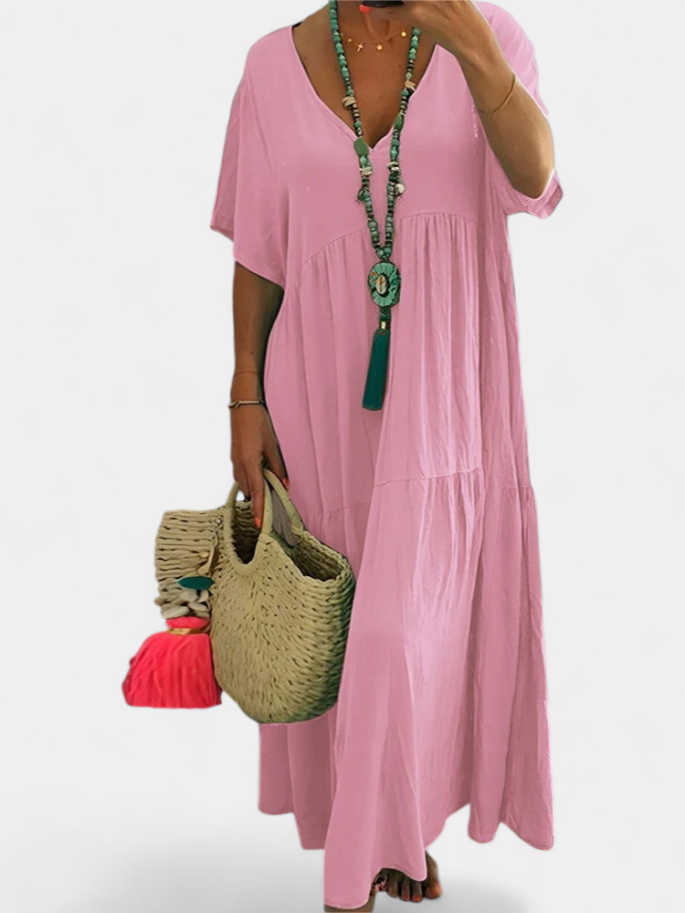 LINNEA | Elegant Ruffled V-Neck Maxi Dress
