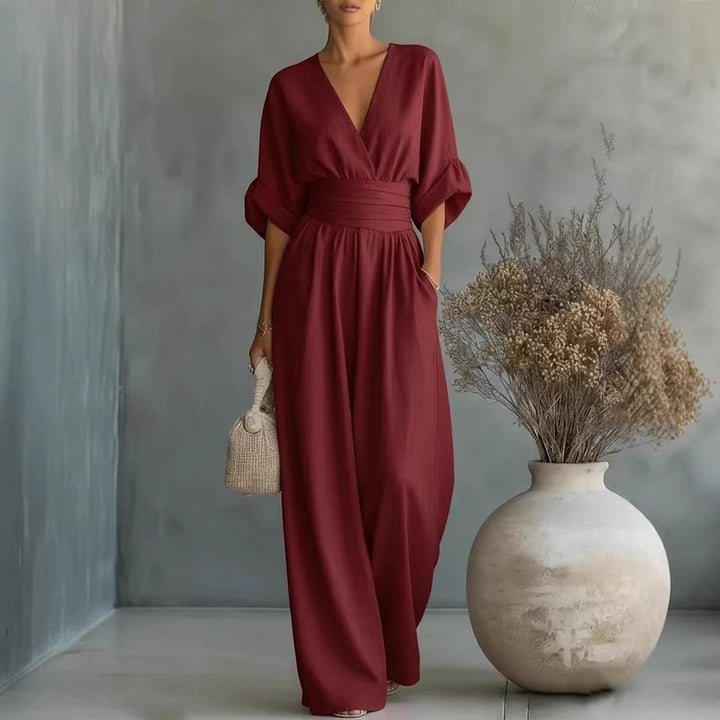 Elowen | Chic Draped Wide-Leg Jumpsuit
