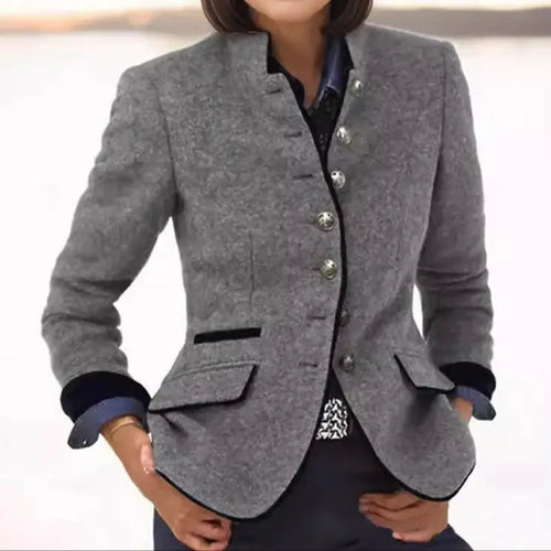 Cerys | Women's Wool Blazer with Contrast Trim and Notch Lapel