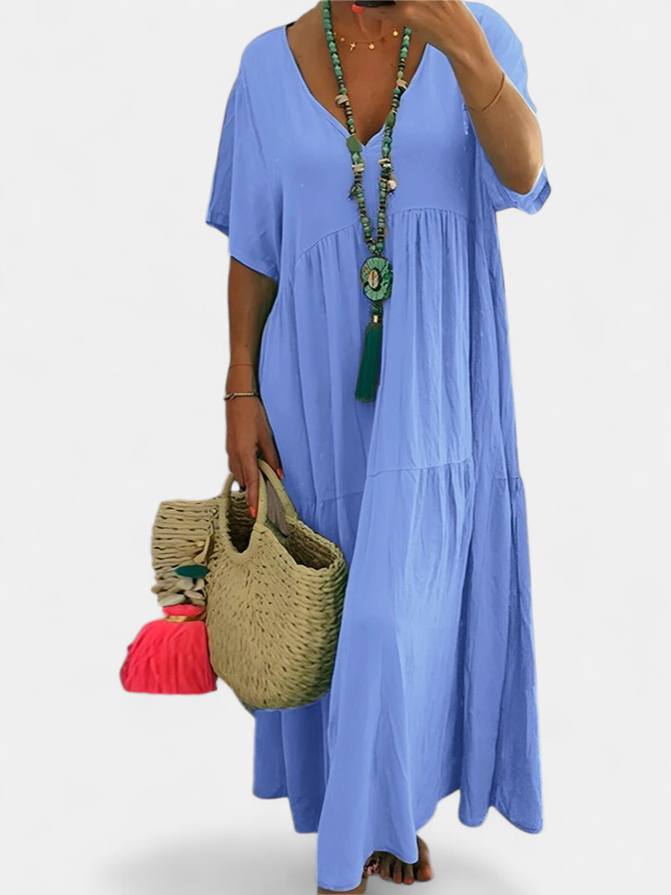 LINNEA | Elegant Ruffled V-Neck Maxi Dress