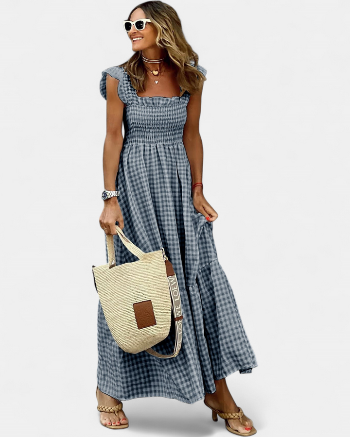 NANCY | Stylish Vintage-Inspired Plaid Smocked Dress