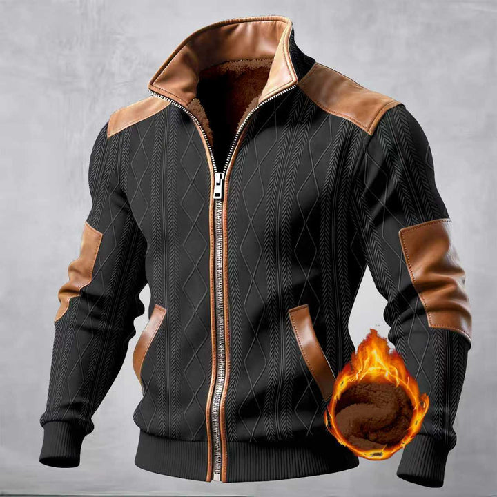 Textured Jacket with Zipper and Effect Details